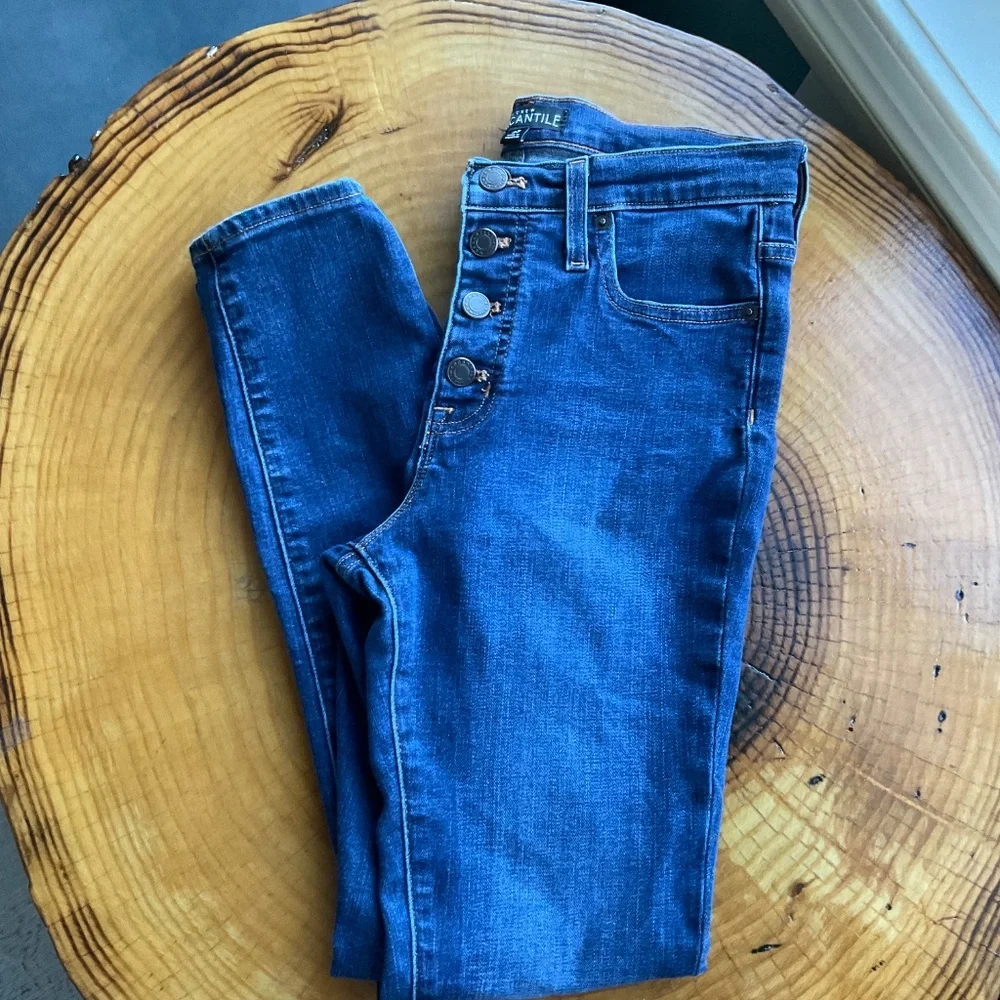 J. Crew Mercantile High-Rise Skinny Button Fly Stretch Jeans Size 27